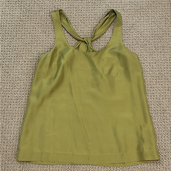 J. Crew Silk Chartreuse Back Twist Tank Top Camisole size 4 - Picture 1 of 14